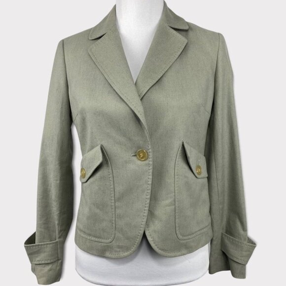 Talbots Women's NWT Green Linen One‎ Button Business Casual Blazer Size 6P/C35 - Picture 1 of 7